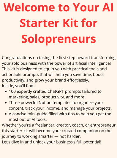 100 ChatGPT Prompts – AI Starter Kit for Solopreneurs